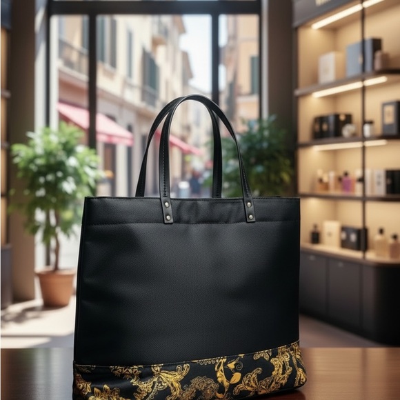 Versace Parfum Black & Gold Weekender Tote Bag with Detachable Coin Pouch - Picture 7 of 8